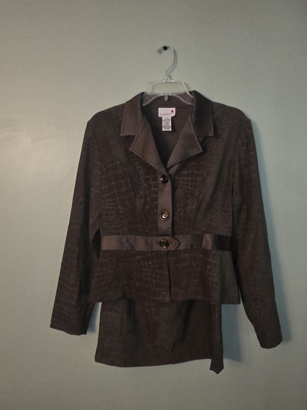 Scarlett Khaki Cropped Satin-Trim Jacket